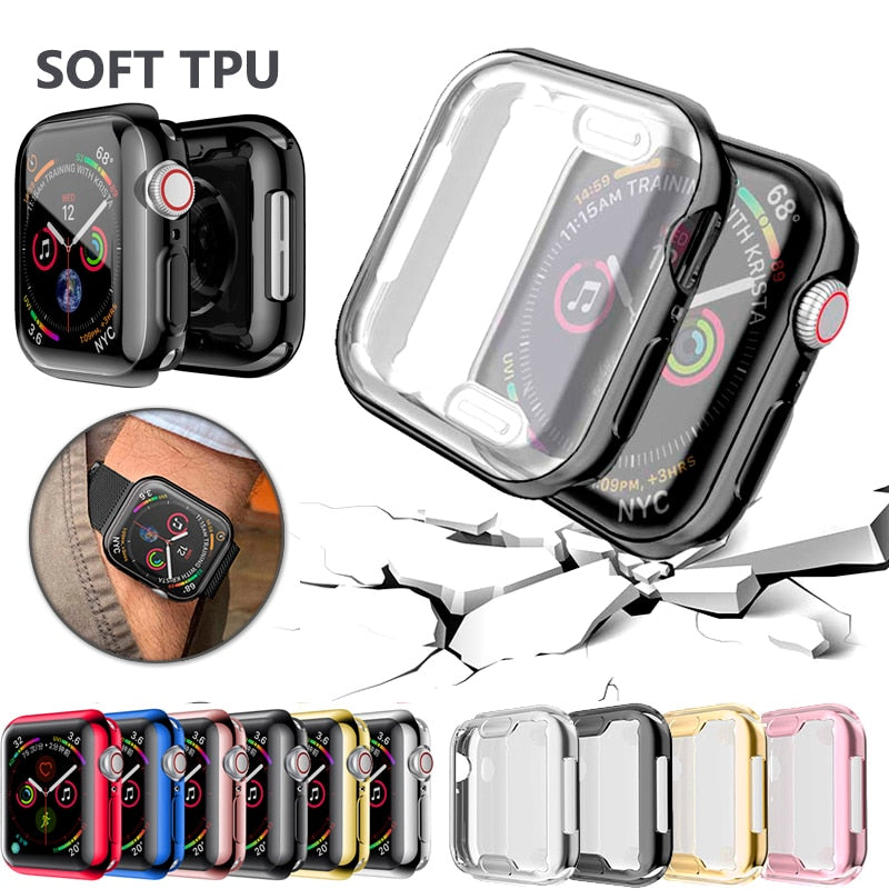 Watch Cover case For Apple Watch series 5 4 3 2 1 band case 42mm 38m 40mm 44mm Slim TPU case Protector for iWatch 4 44mm